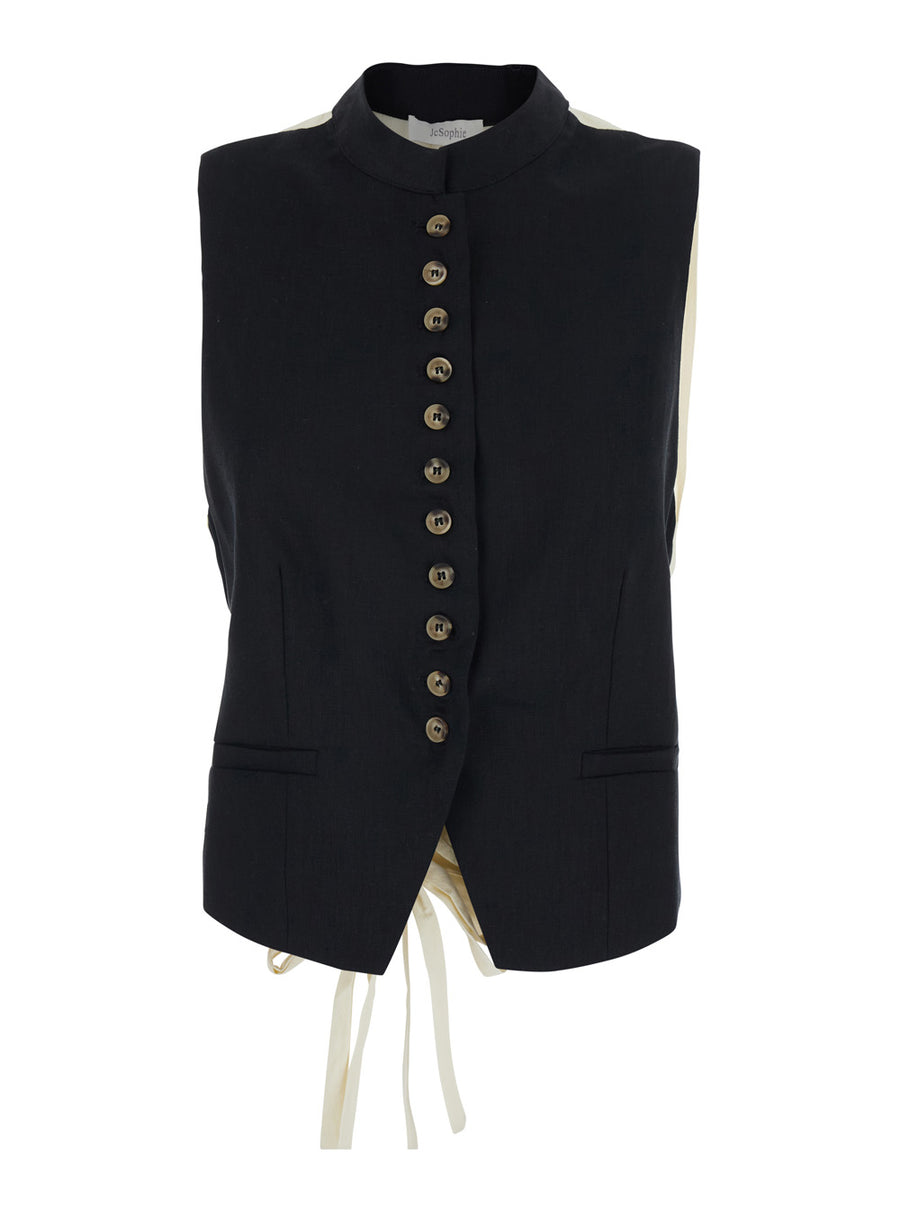 Vest Linnea Black Fabric Blazers