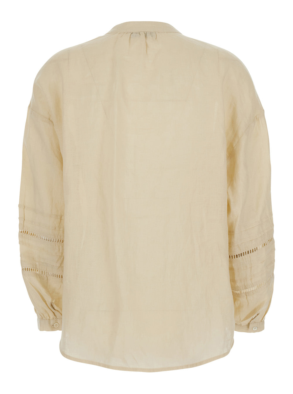 Leslie Beige Blouse With Long Sleeves And Pleated Details In Viscose For Women Shirts Blouses