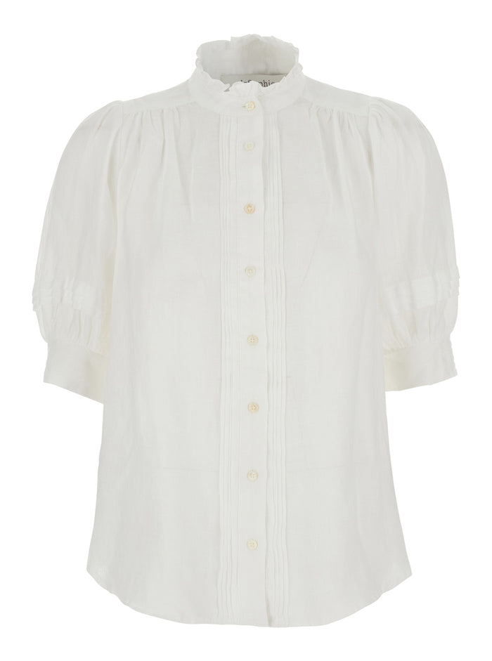 Lagos White V-Neck Blouse With Long Sleeves In Viscose For Women Shirts And Blouses
