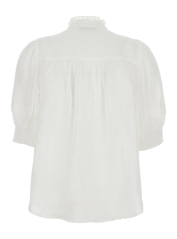 Lagos White V-Neck Blouse With Long Sleeves In Viscose For Women Shirts And Blouses