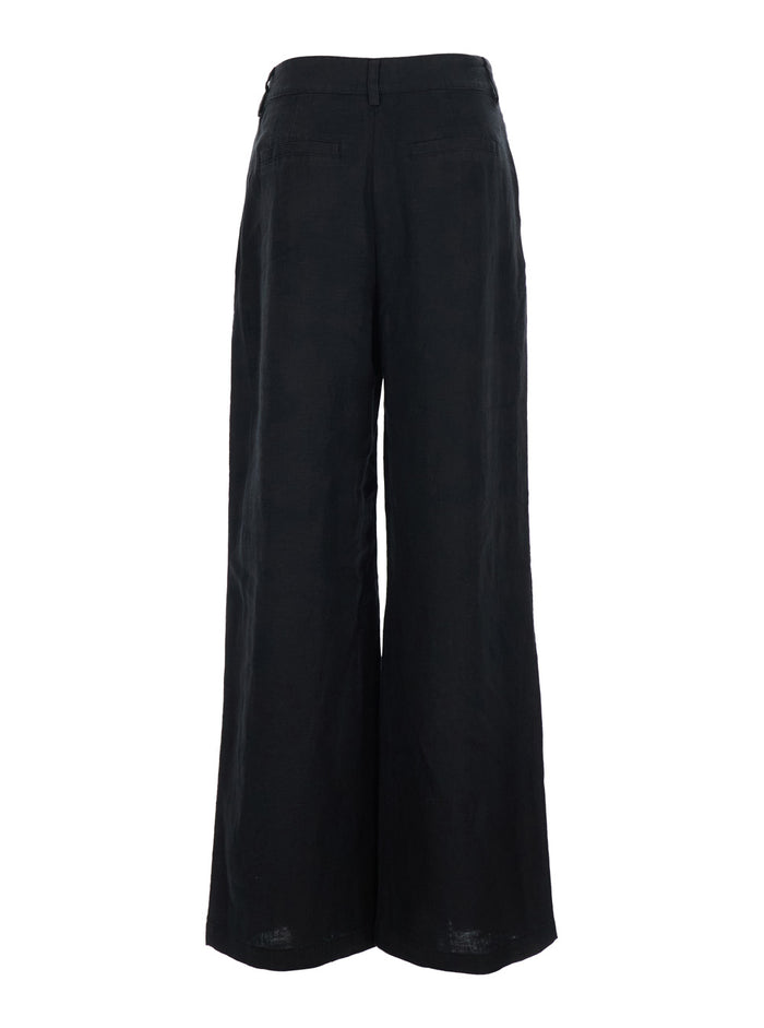 Leon High-Waisted Pants With Hidden Details In Black For Women Trousers