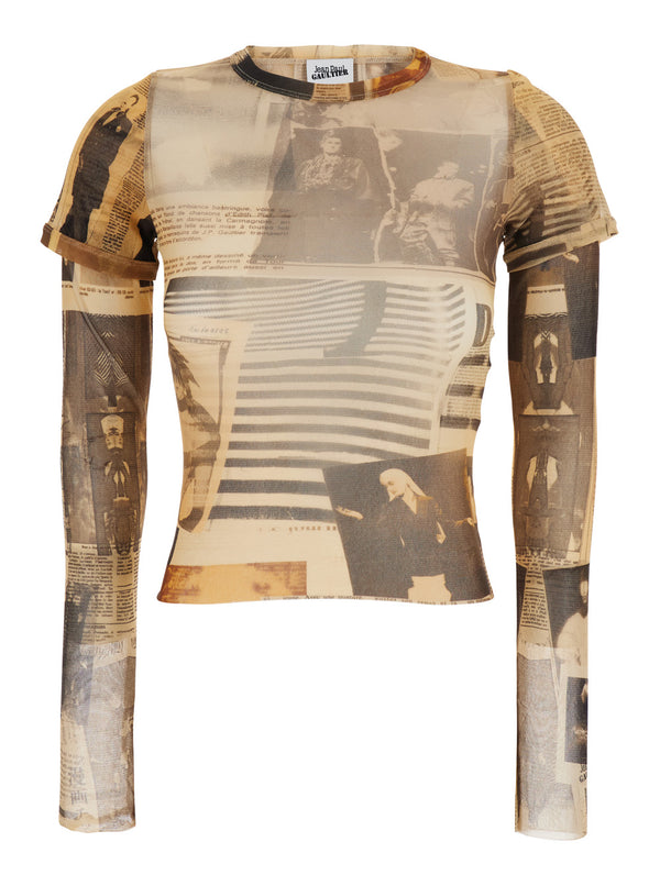 Crew Neck Crop Top Multicolour Polyamide