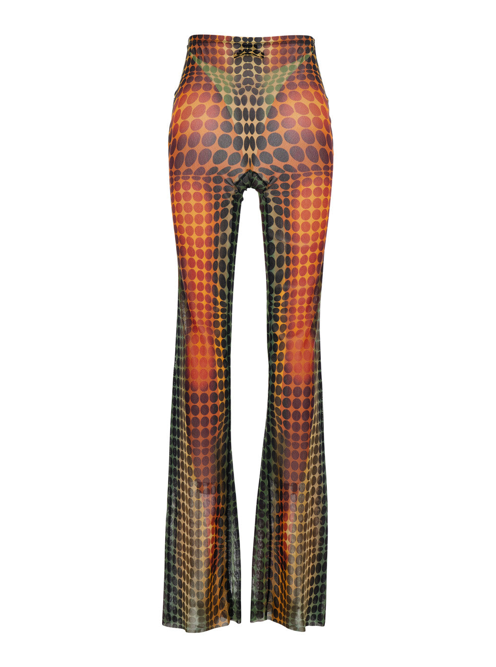 Multicolor Pants with High Waist and All-Over Print in Tech Fabric Woman Polyamide Trousers