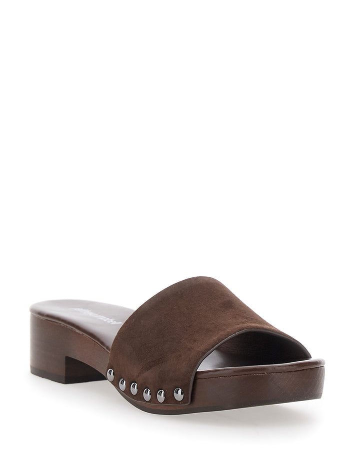 CAMBRIE TURQUOISE Sandals with Brown Leather Crossed Straps for Women Flat Shoes
