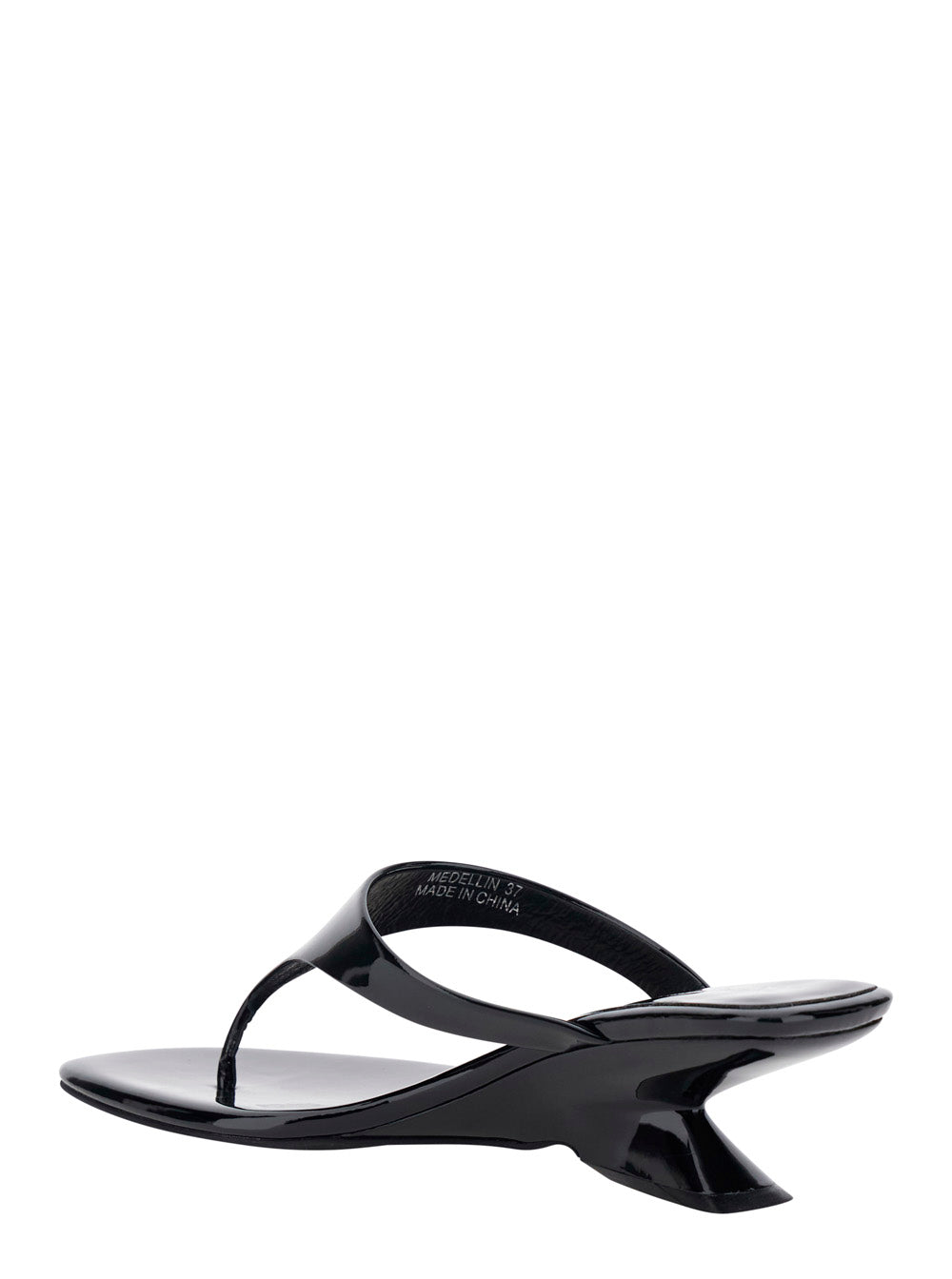 Medellin Patent Wedges With High Heel And Elegant Design Black Leather For Women