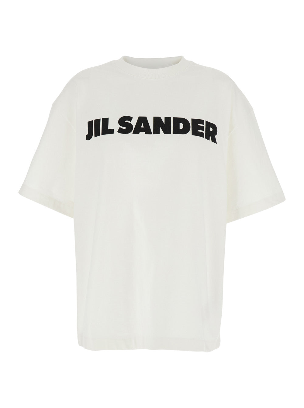 Crew Neck T-Shirt with Maxi Logo Lettering on the Front in White Cotton for Men Tshirts And Polo Shirts