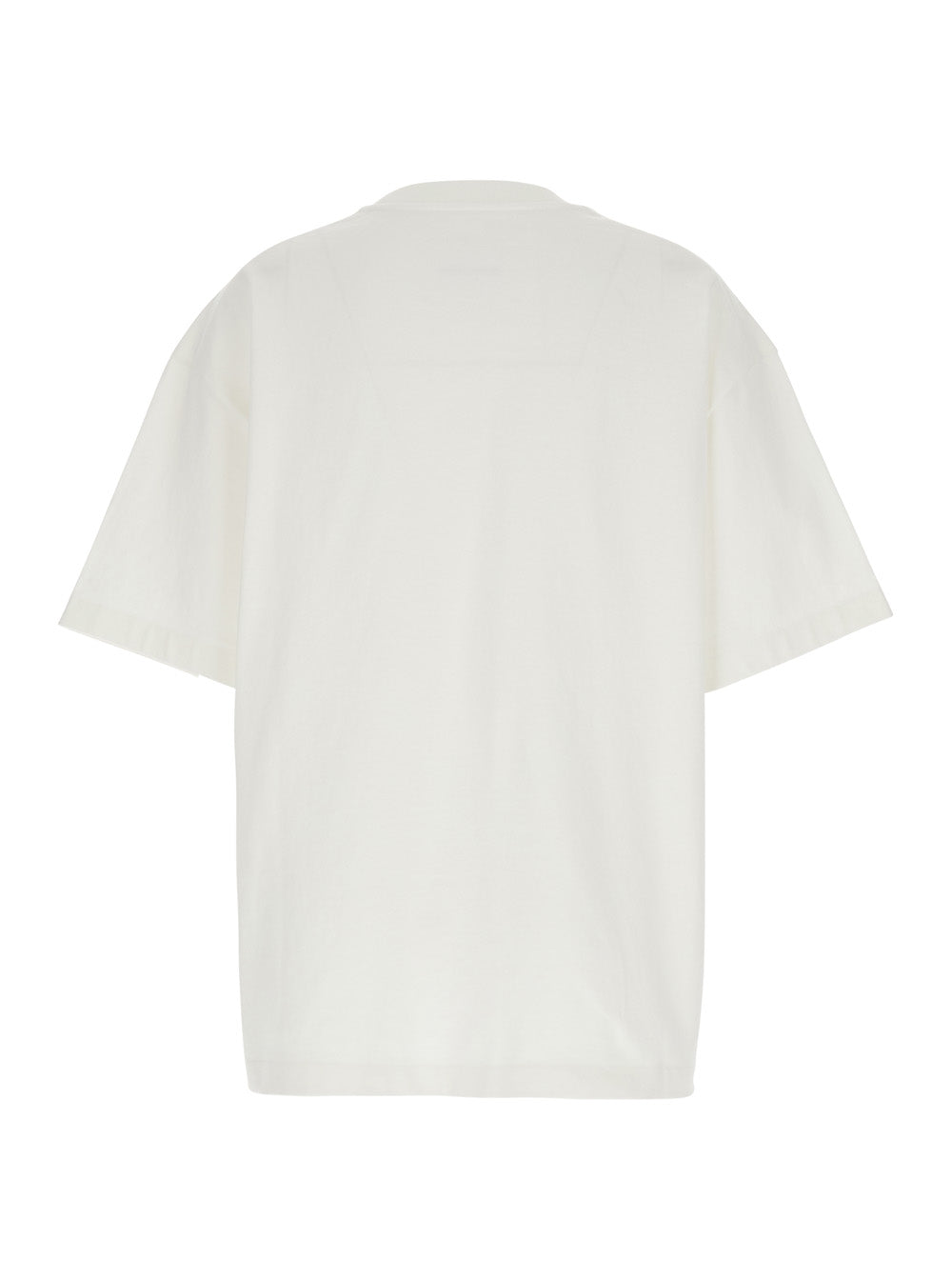 Crew Neck T-Shirt with Maxi Logo Lettering on the Front in White Cotton for Men Tshirts And Polo Shirts