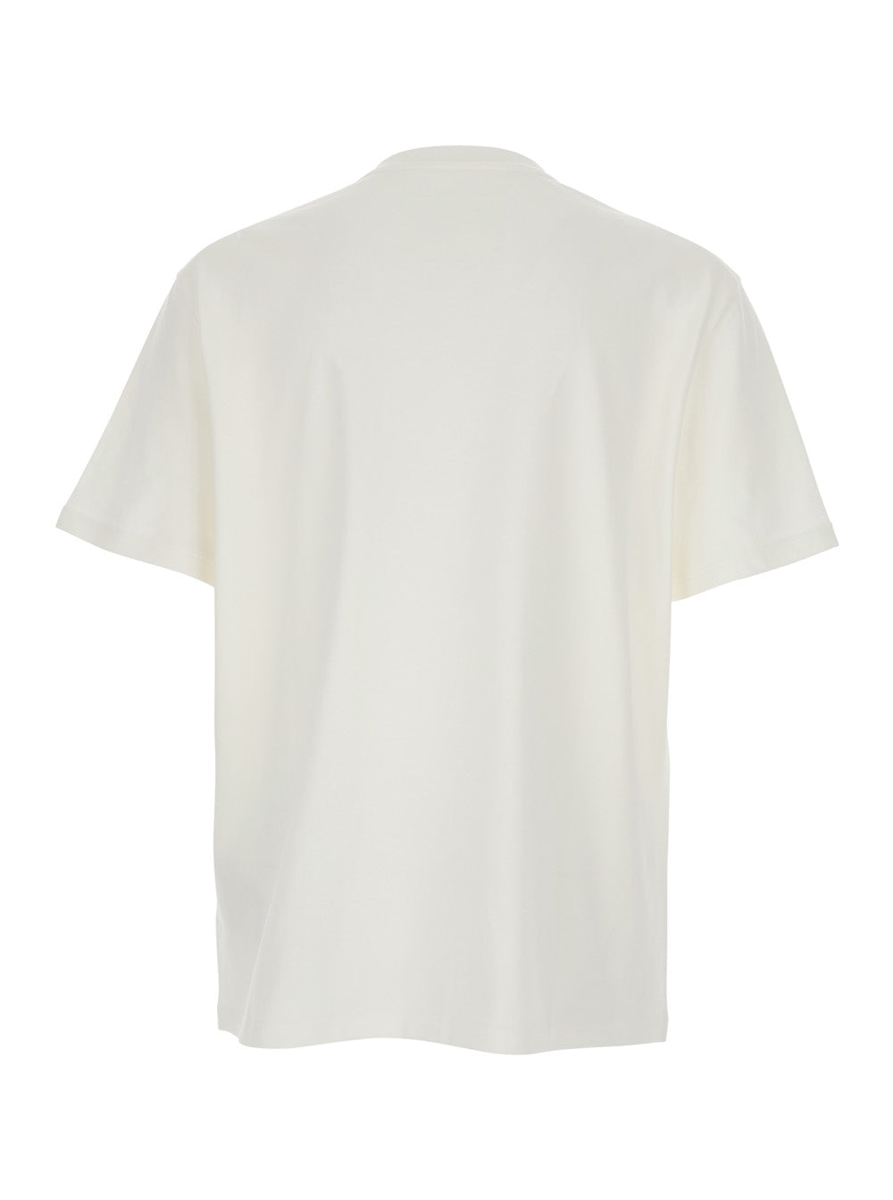 Crew Neck T-Shirt with Logo Lettering on the Front in White Cotton for Men Tshirts And Polo Shirts