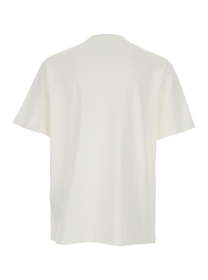 Crew Neck T-Shirt with Logo Lettering on the Front in White Cotton for Men Tshirts And Polo Shirts