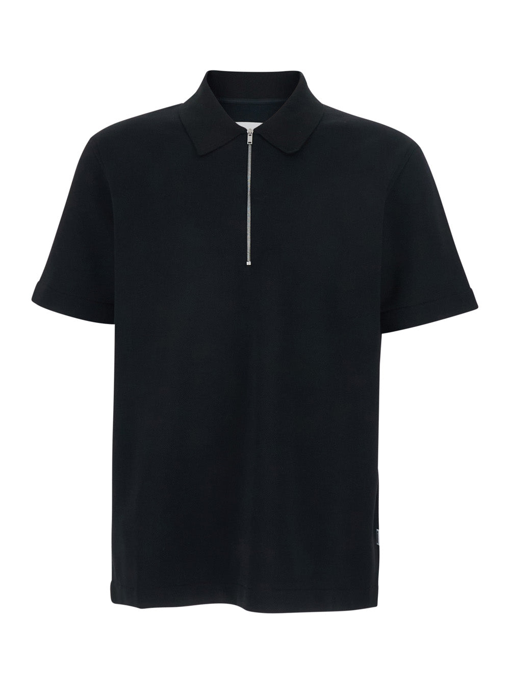 Black JIL SANDER Polo with Classic Collar and Front Zip Closure for Men Tshirts Shirts