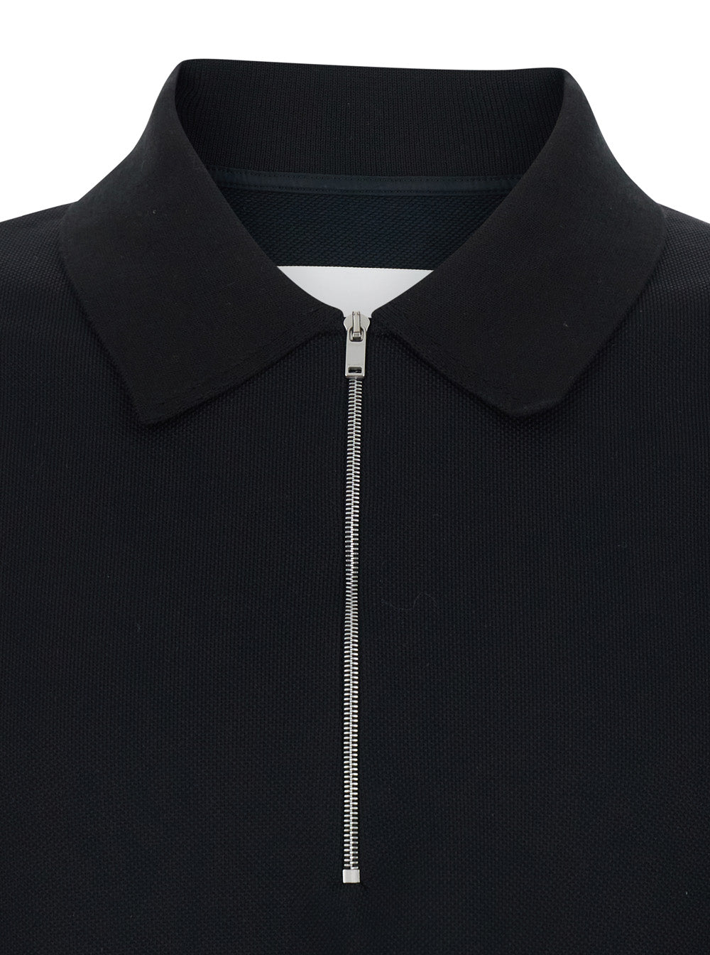 Black JIL SANDER Polo with Classic Collar and Front Zip Closure for Men Tshirts Shirts
