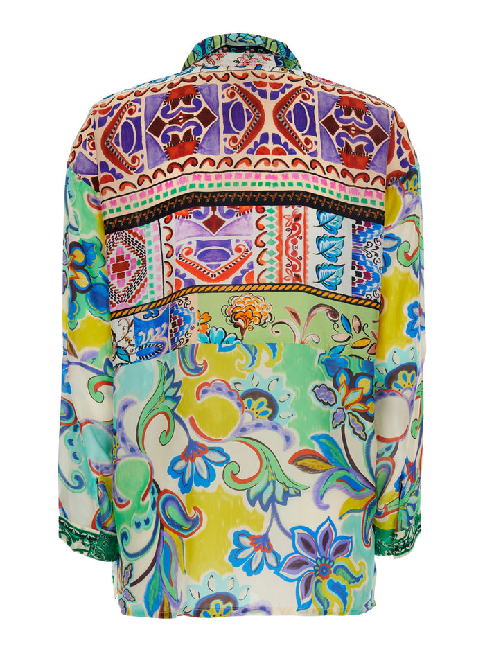 Tunic The Audrey Multicolor With Print Details And V-Neck Viscose For Women Shirts Blouses