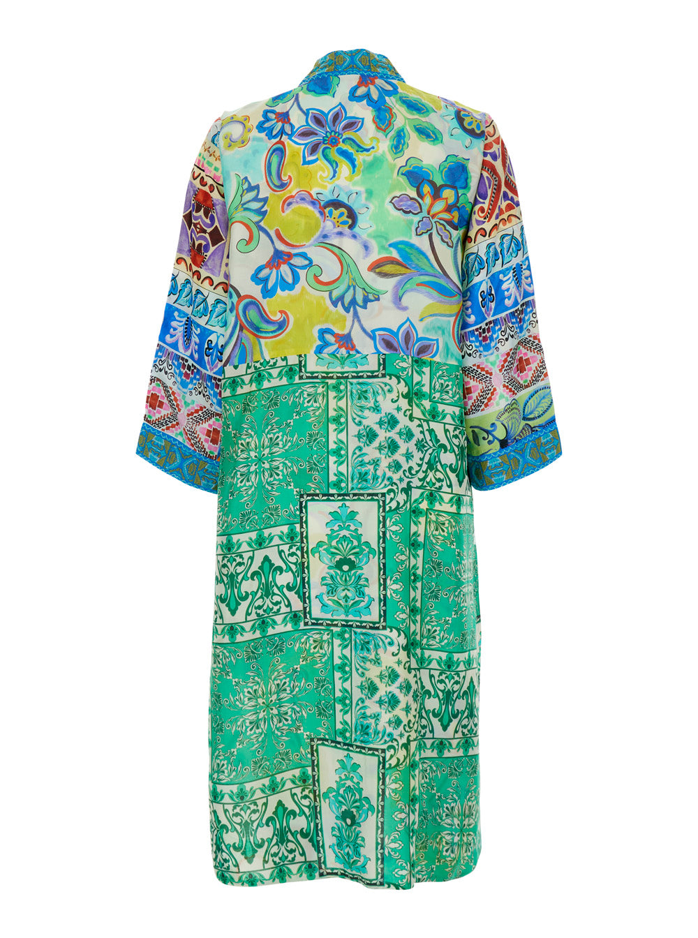 Patchwork Kimono With Colorful Viscose Multicolor Women Beachwear