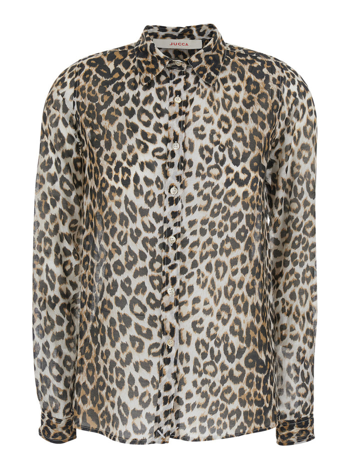 Brown Animalier Shirt With Animal Print Cotton For Women And Blouses
