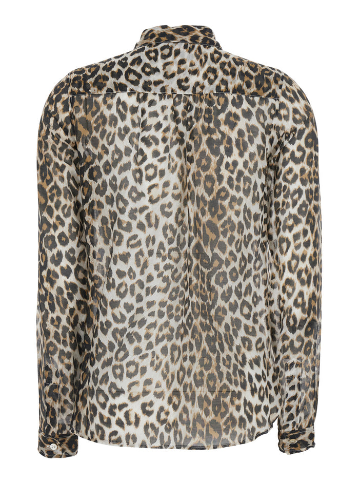 Brown Animalier Shirt With Animal Print Cotton For Women And Blouses