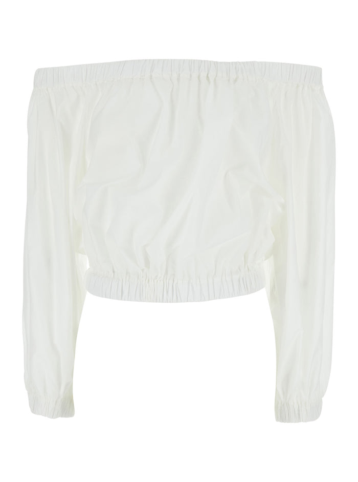 Popolin Off Shoulders Top White Tops