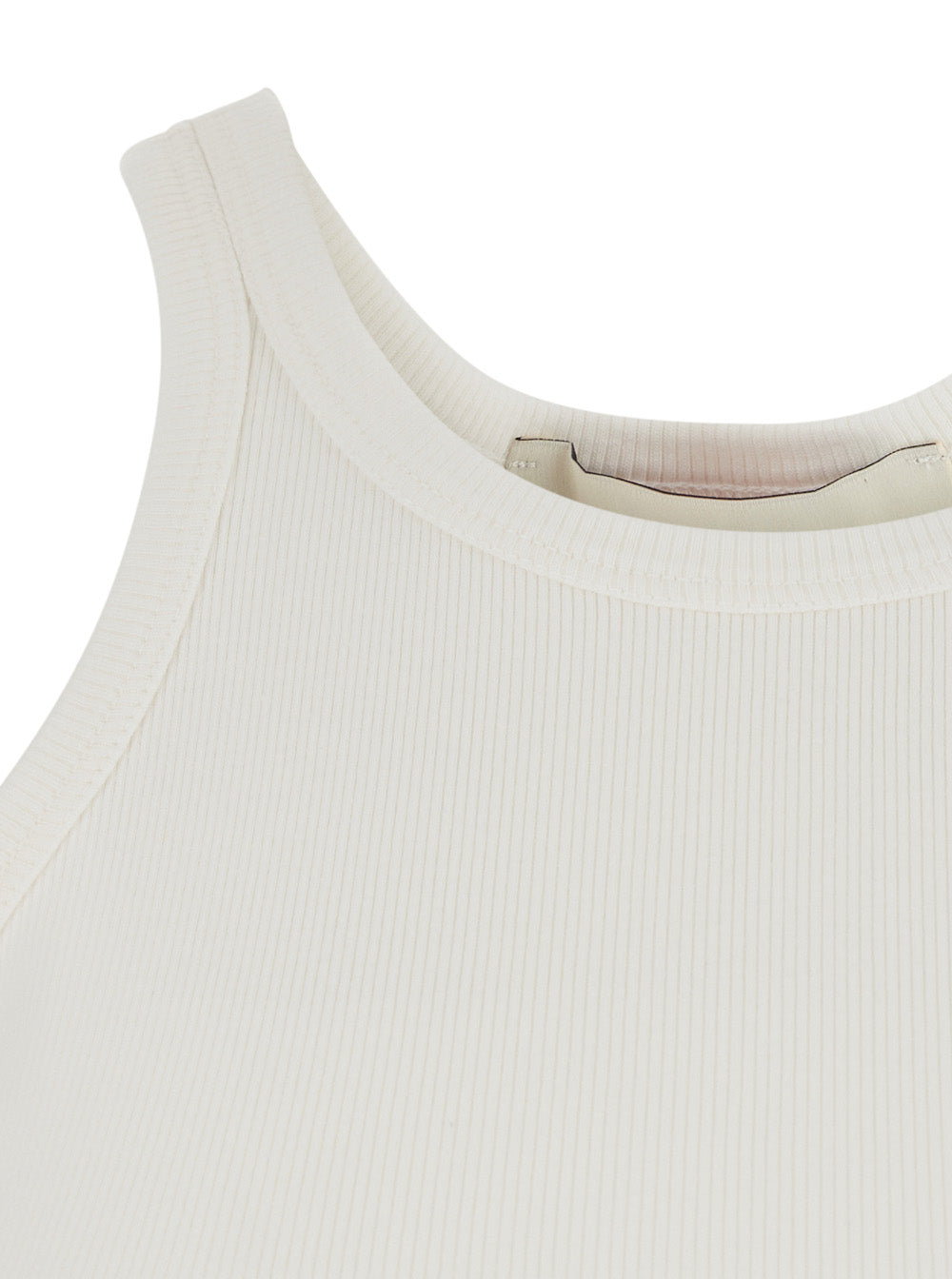 RIBBED TANK TOP - White with round neckline and thin straps. Made of cotton. White. Women. Tops