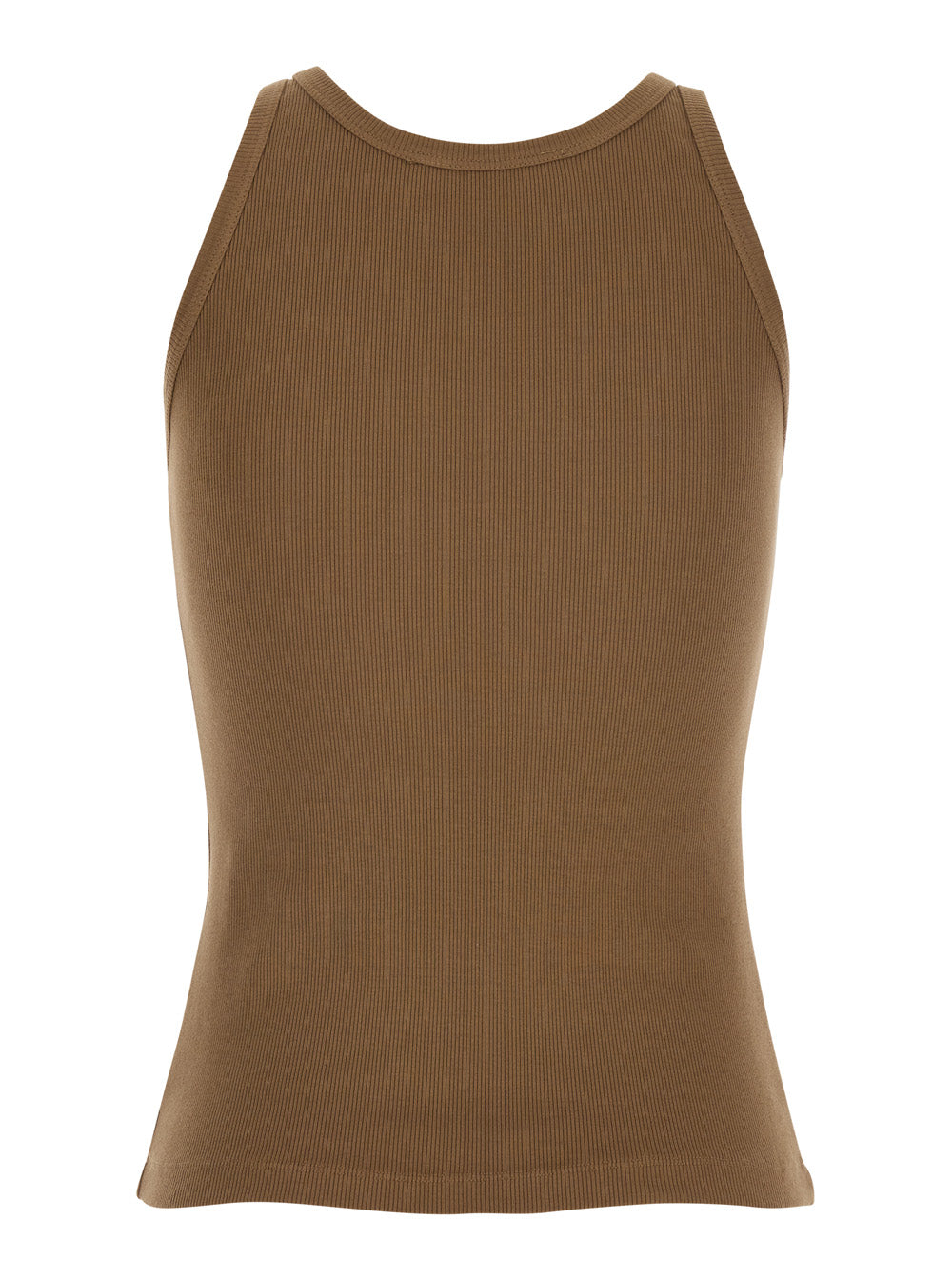 RIBBED TANK TOP JUCCA Brown with Round Neck in Cotton for Women Tops