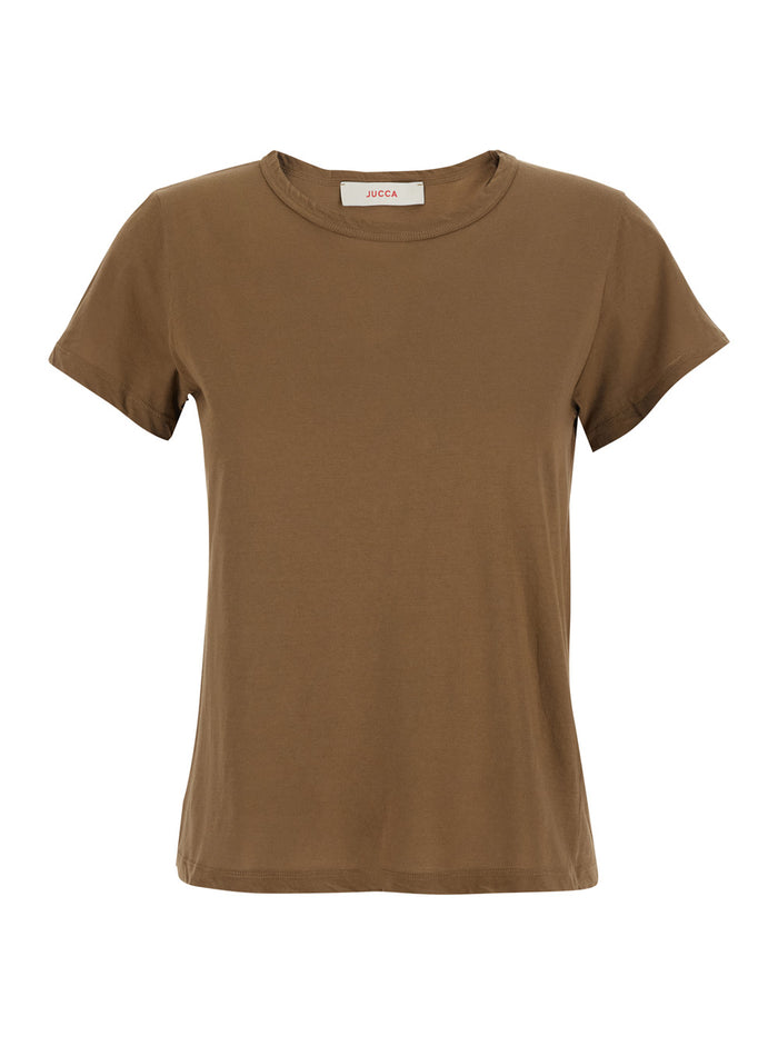 Brown T-Shirt with Round Neck Tshirts And Polo Shirts