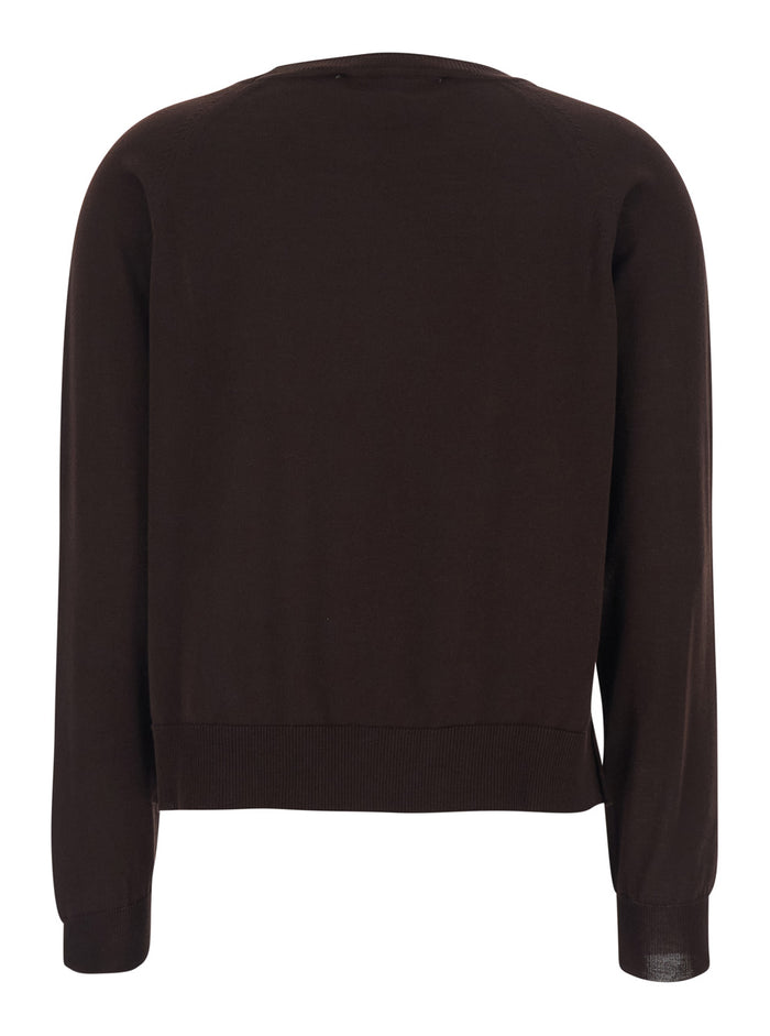 PERFORATED TOP - Brown with details In fabric Women Tops