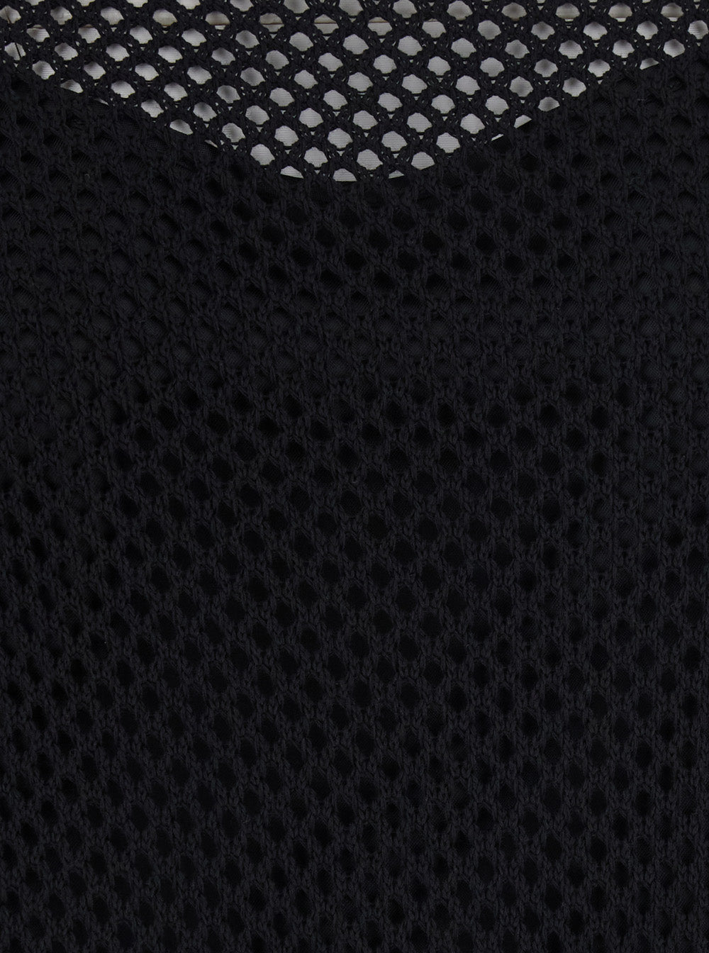 Long Black Dress with Sleeves and Perforated Details
