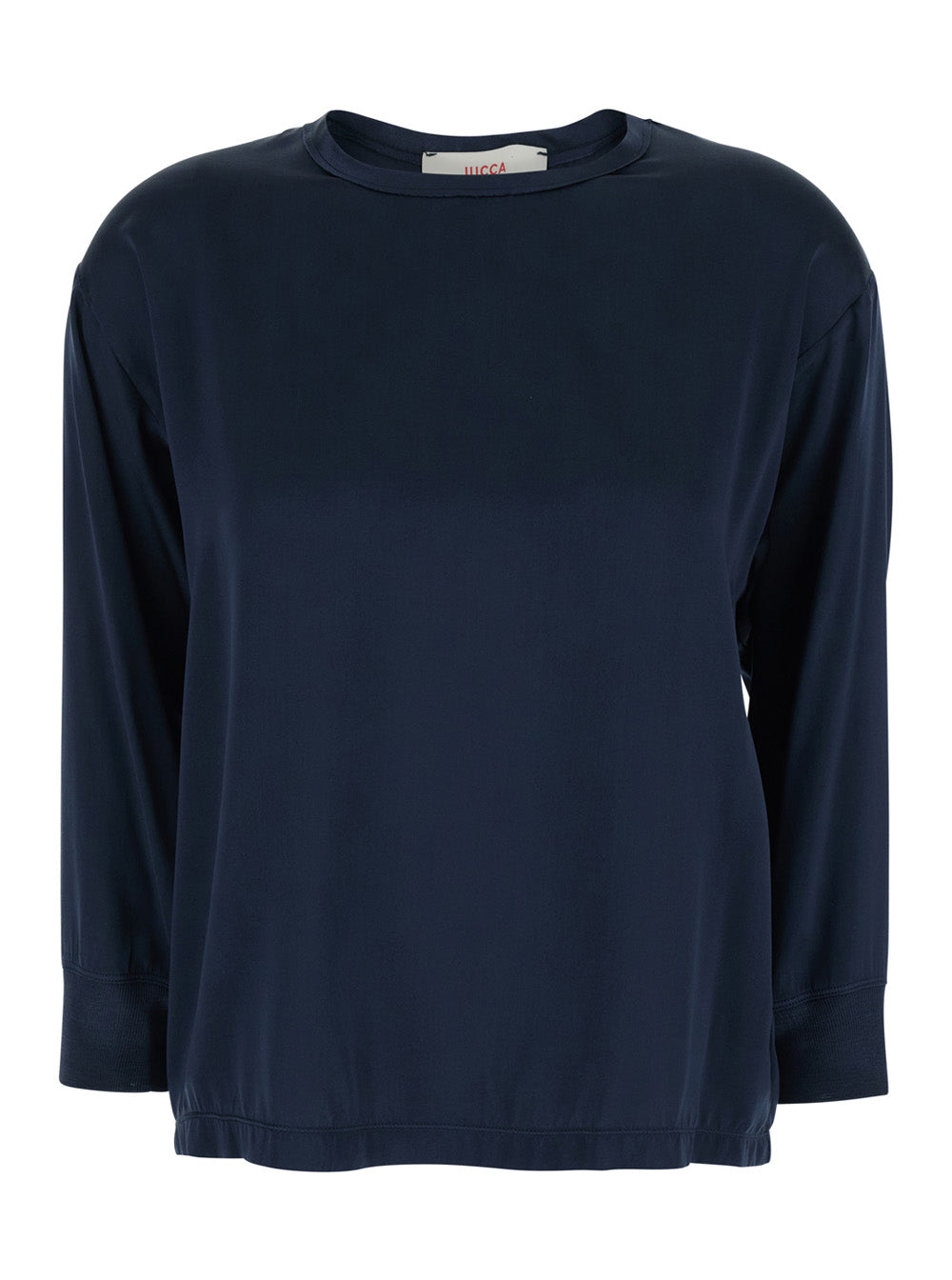 Blue Top ROUND NECK LONG SLEEVES with and in Viscose for Women Blu Shirts Blouses