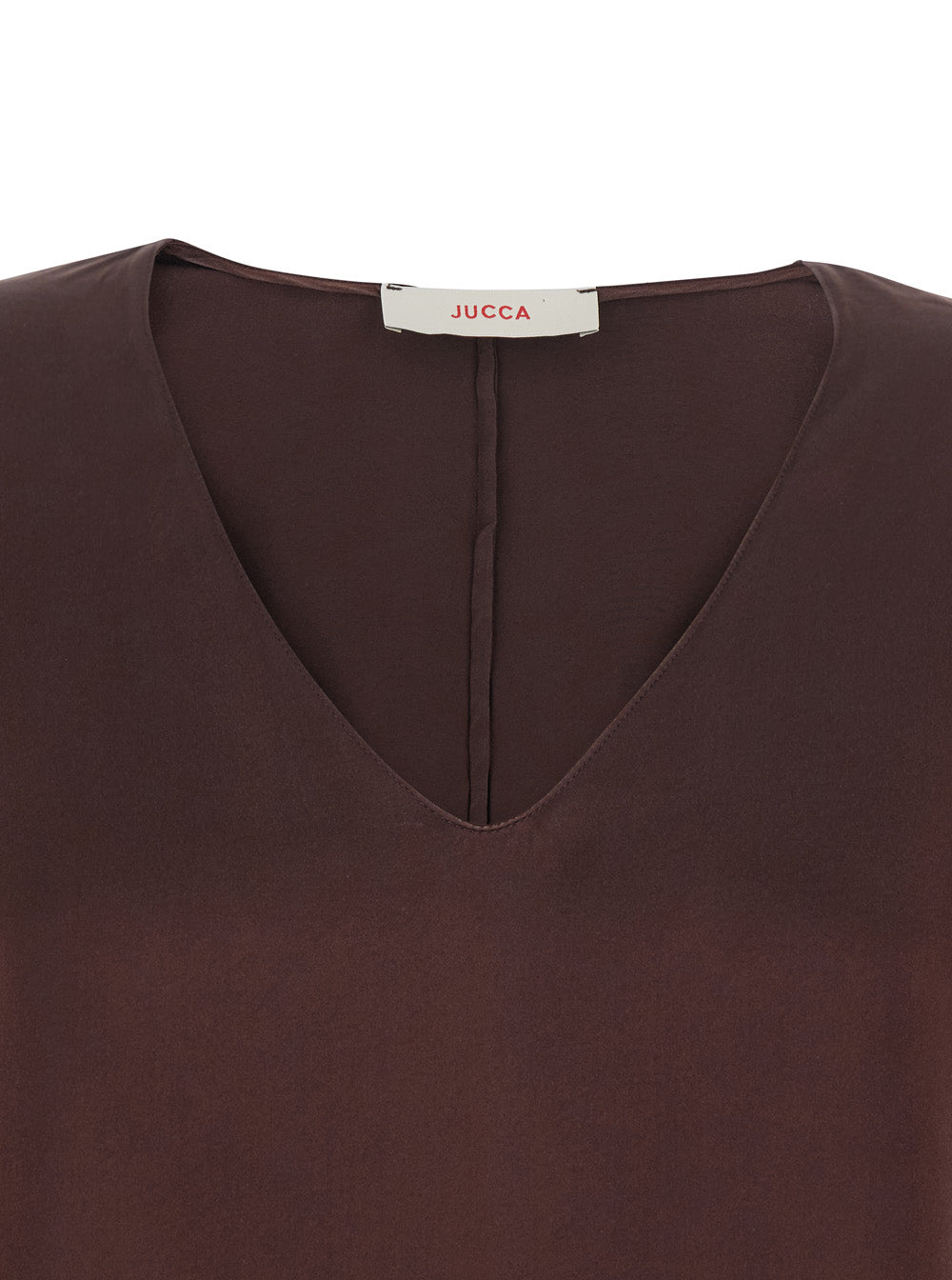Silk Blouse with V-Neck and Wide Long Sleeves Brown Women Shirts Blouses