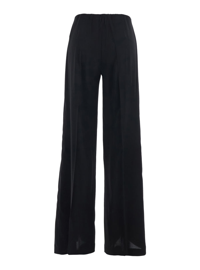 Black Womens Pants with Elastic Waistband Trousers