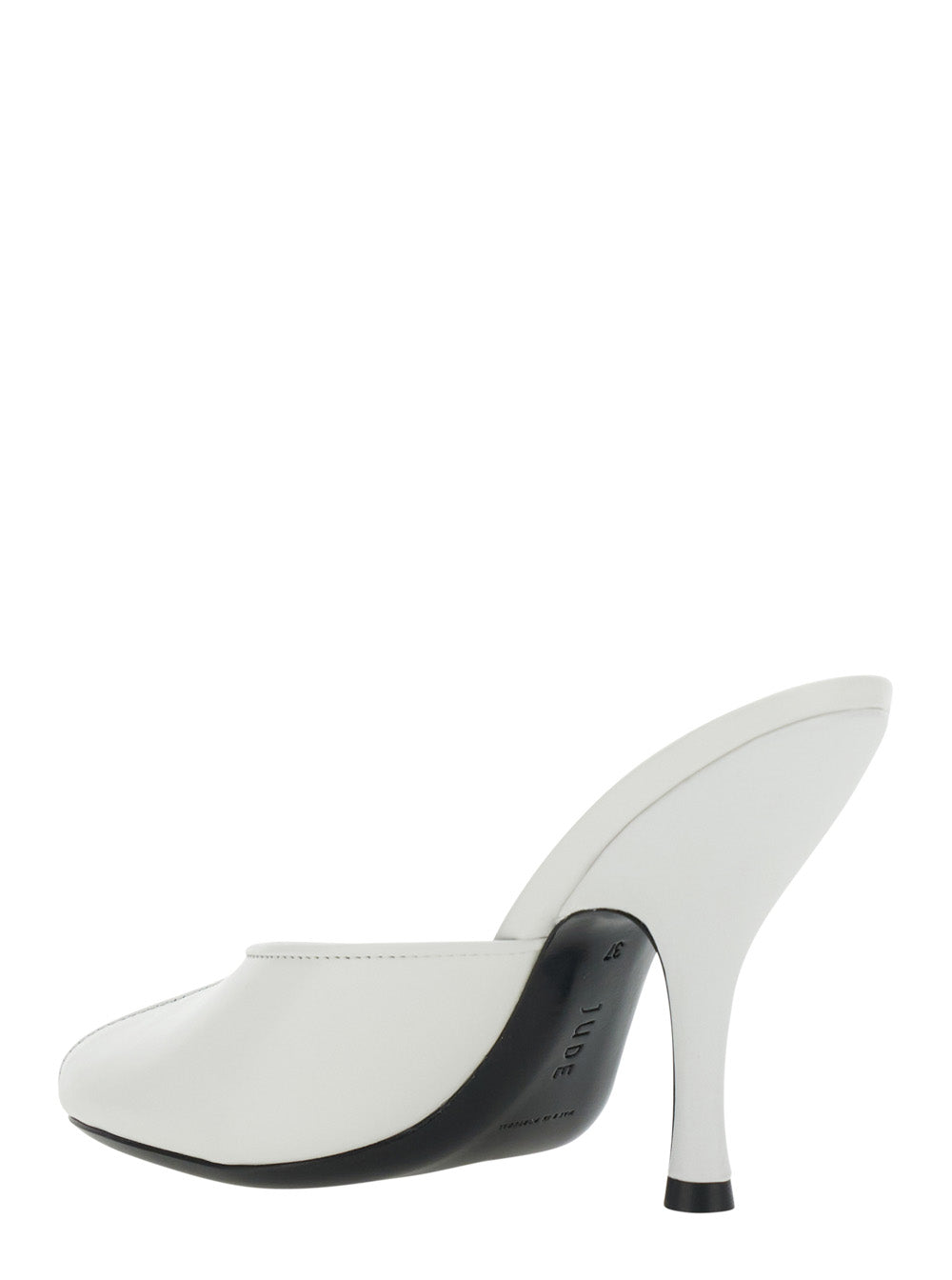 Date Mule In White Leather - Heels Elegant Design With Details Women Lambskin