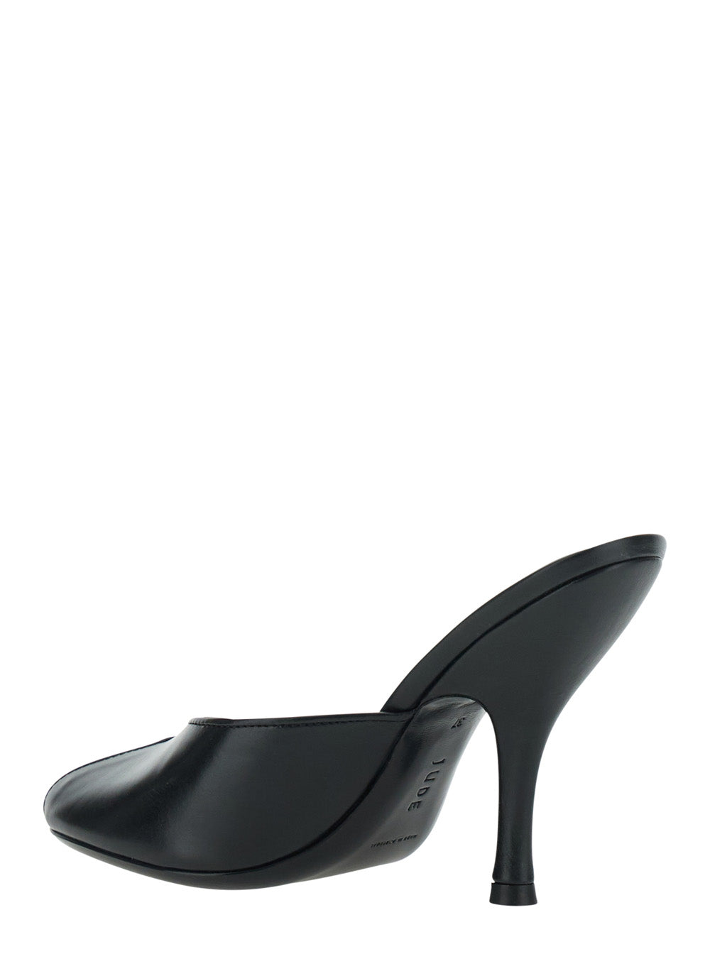 Date Mule Black Leather Heeled Lambskin Heels