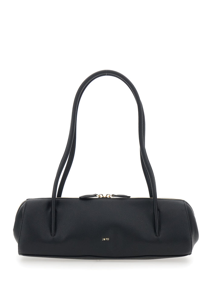 Shoulder Bag Nova with Two Top Handles and Logo Lettering on the Front in Ecoleather Black Women Polyester Polyurethane
