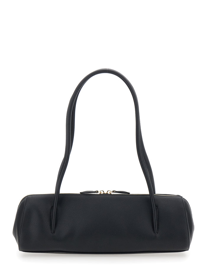 Shoulder Bag Nova with Two Top Handles and Logo Lettering on the Front in Ecoleather Black Women Polyester Polyurethane