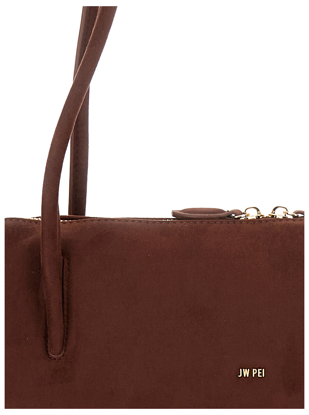 Shoulder Bag Nova with Two Top Handles and Lettering Logo on the Front in Brown Suede for Women Polyester