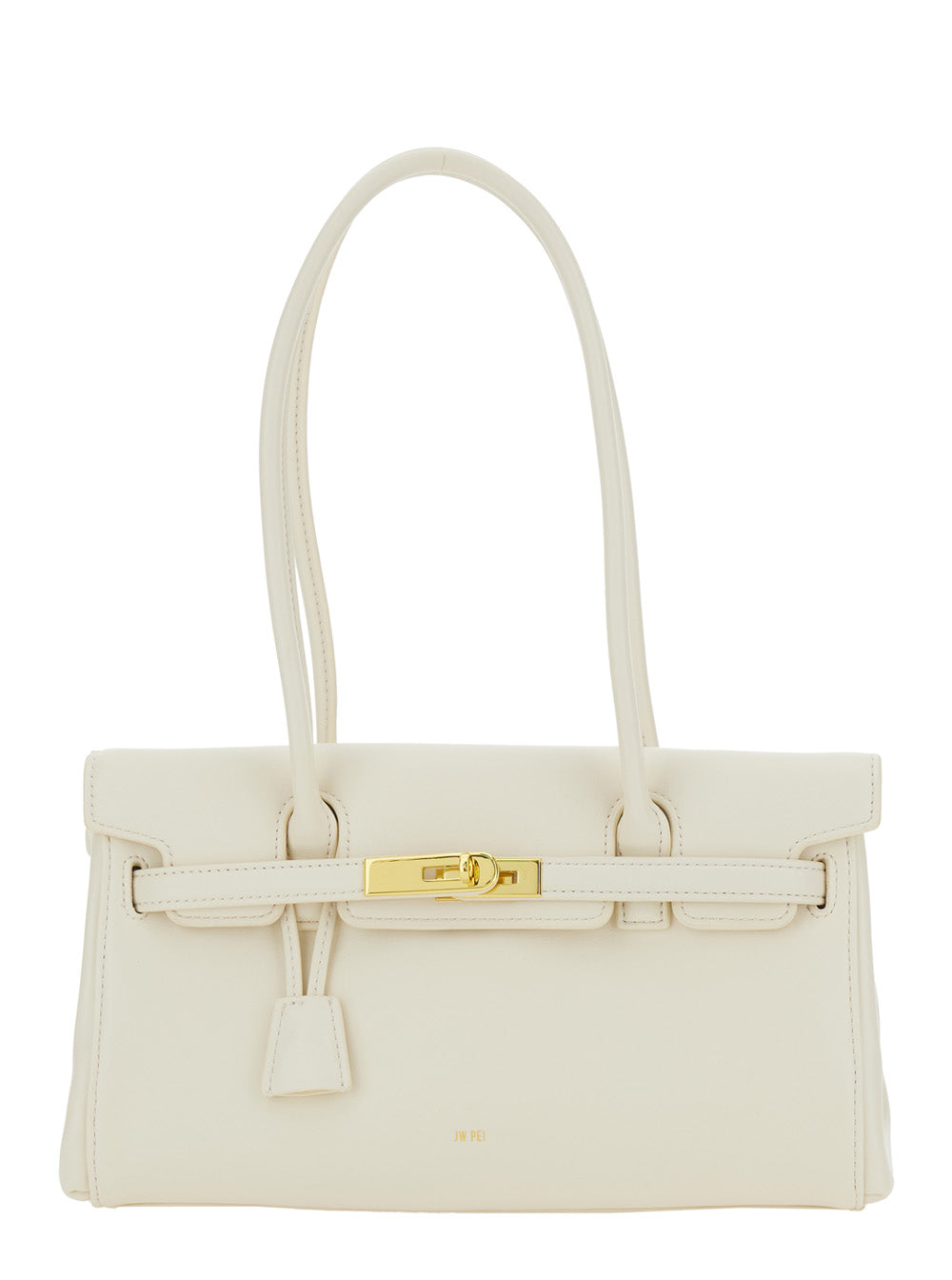 Yara White Shoulder Bag With Twist-Lock Closure And Contrasting Stitching Ecoleather Woman