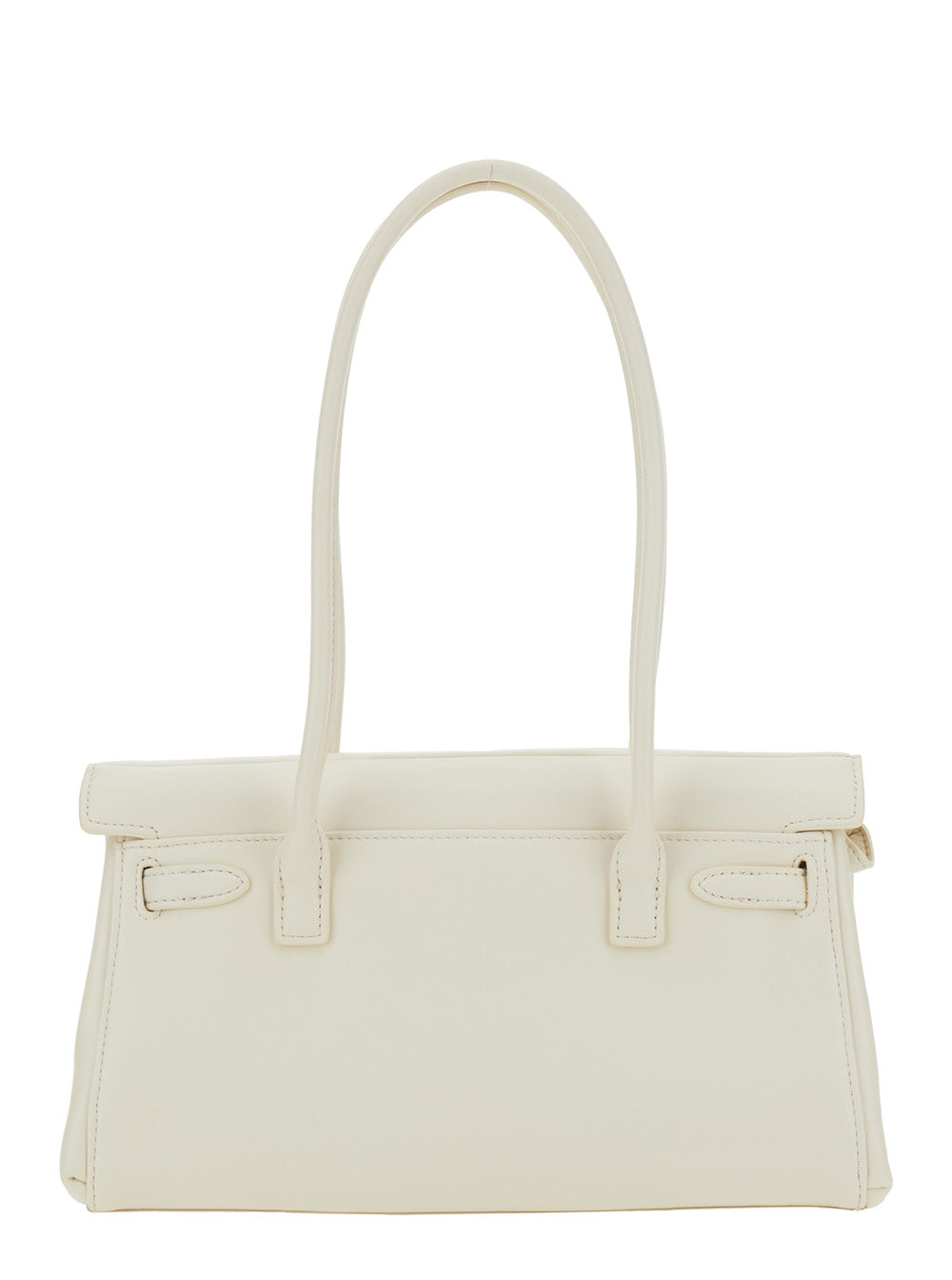 Yara White Shoulder Bag With Twist-Lock Closure And Contrasting Stitching Ecoleather Woman