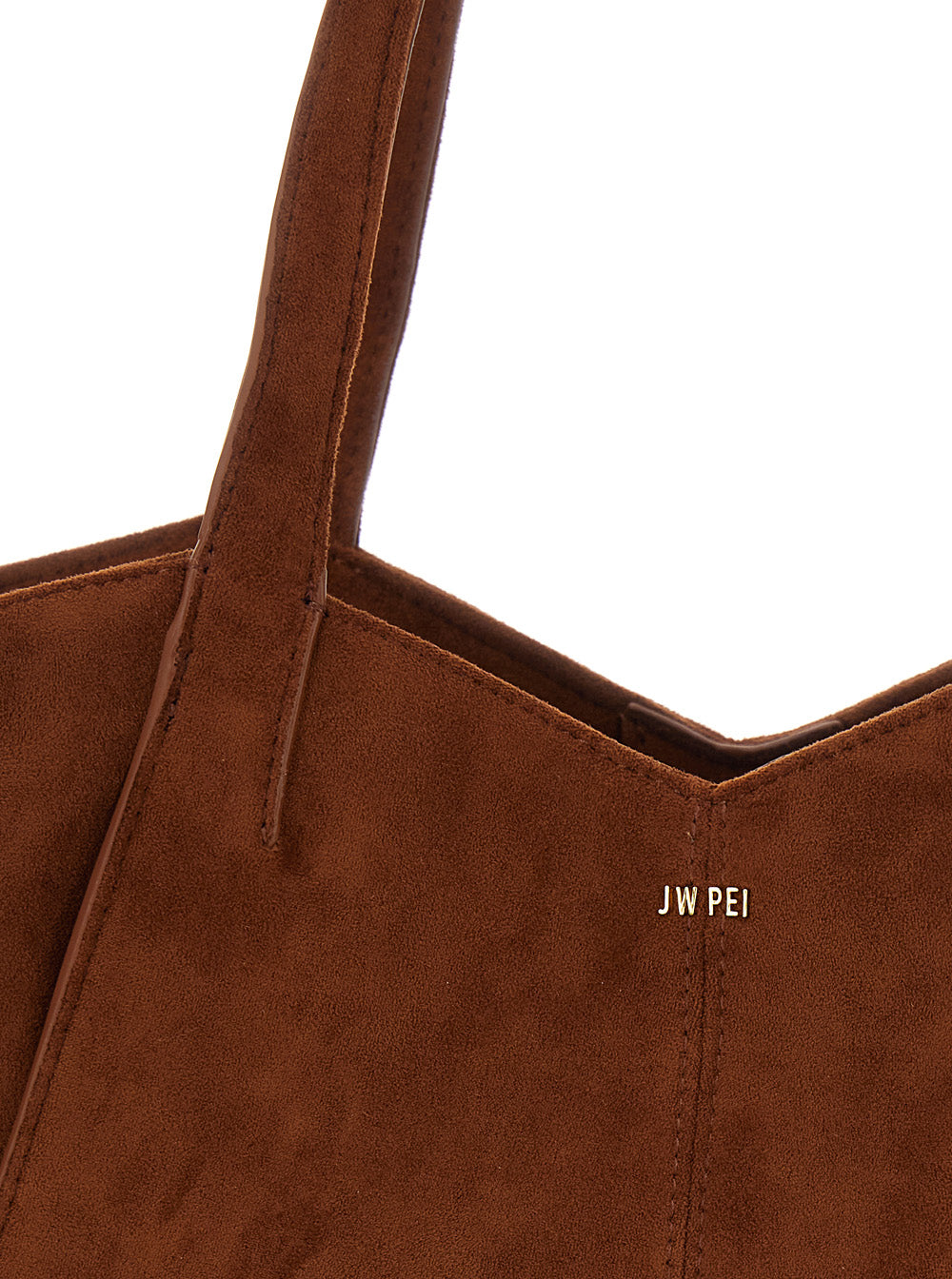 Kiana Tote Bag with Logo Plate on the Front in Brown Ecoleather for Women Polyester