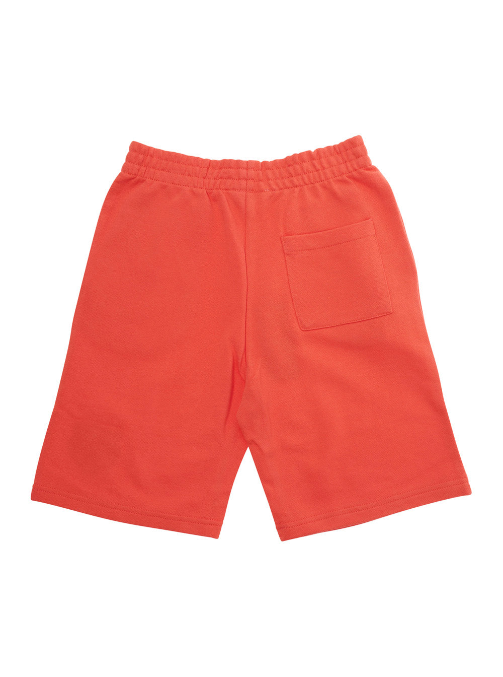 Red Cotton Bermuda Shorts With Elastic Waist And Logo On Front For Kids