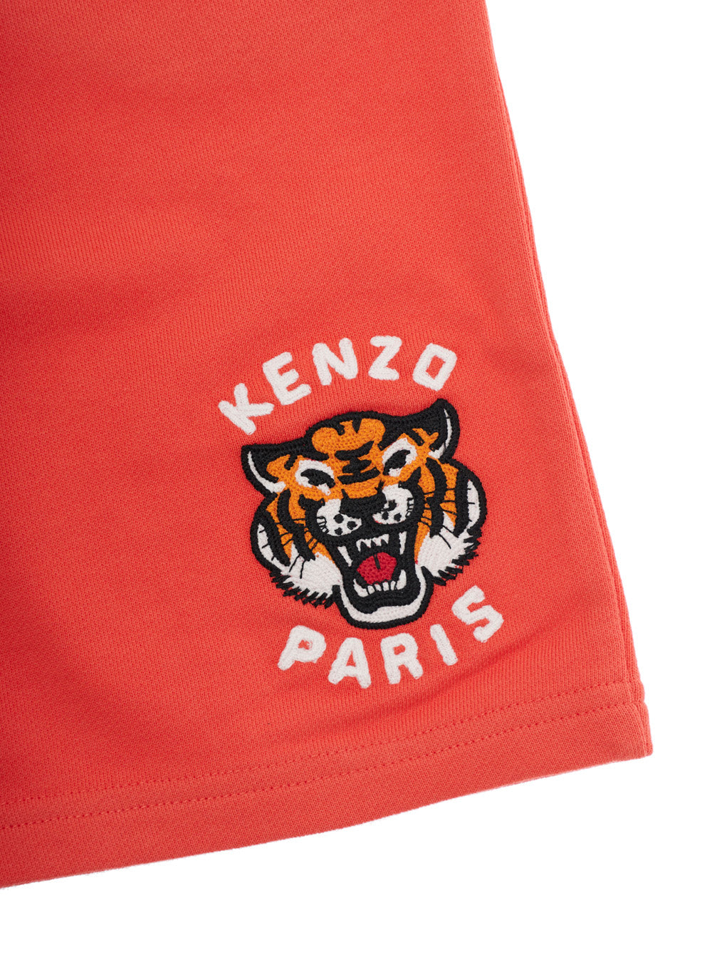Red Cotton Bermuda Shorts With Elastic Waist And Logo On Front For Kids