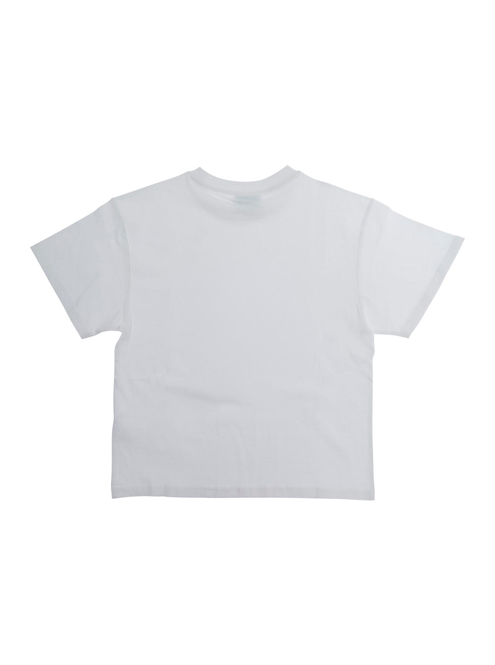 T-Shirt Logo Crew Neck with Front Print in White Cotton for Kids Tshirts And Polo Shirts