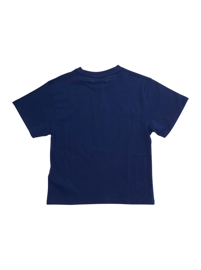 Blue T-Shirt with Logo Print on the Front in Cotton for Kids Blu Tshirts And Polo Shirts