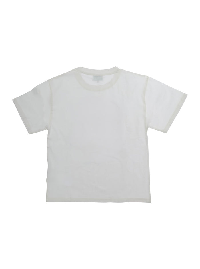 White Cotton Logo Print Crew Neck T-Shirt for Kids Tshirts And Polo Shirts