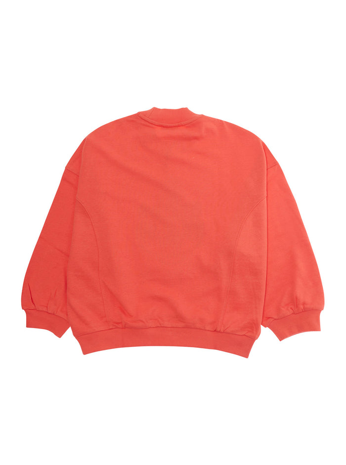 Red Cotton Crewneck Sweatshirt with Maxi Logo for Kids Sweatshirts