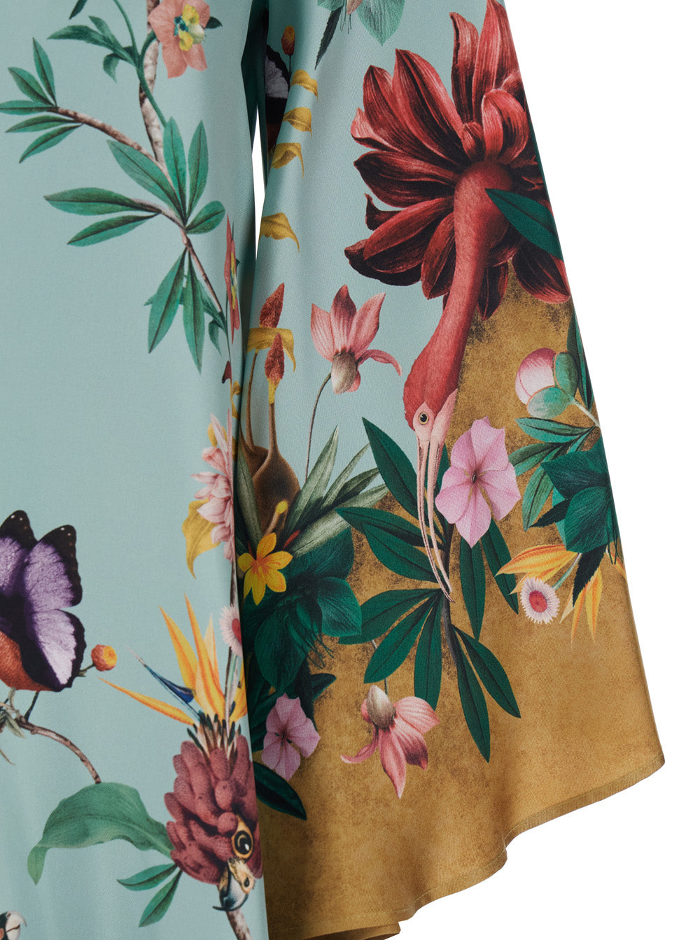 Long Dress DRE0232 with High Neck and Bow Detail on the Back All-Over Floral Motif in Multicolor Silk for Women