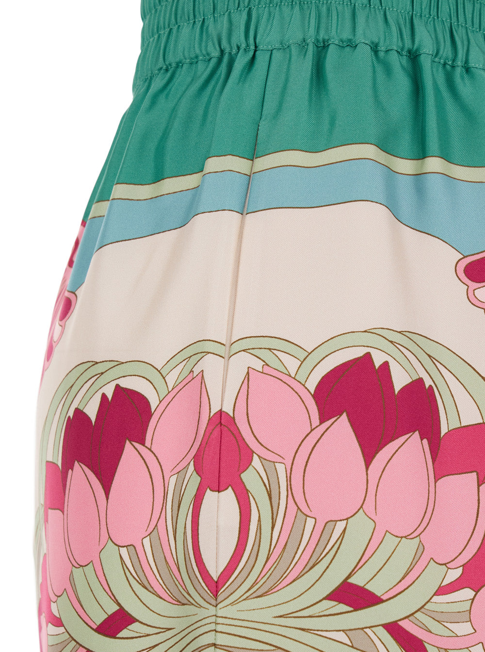 Multicolor Palazzo Pants with Floral Print in Silk for Women Trousers