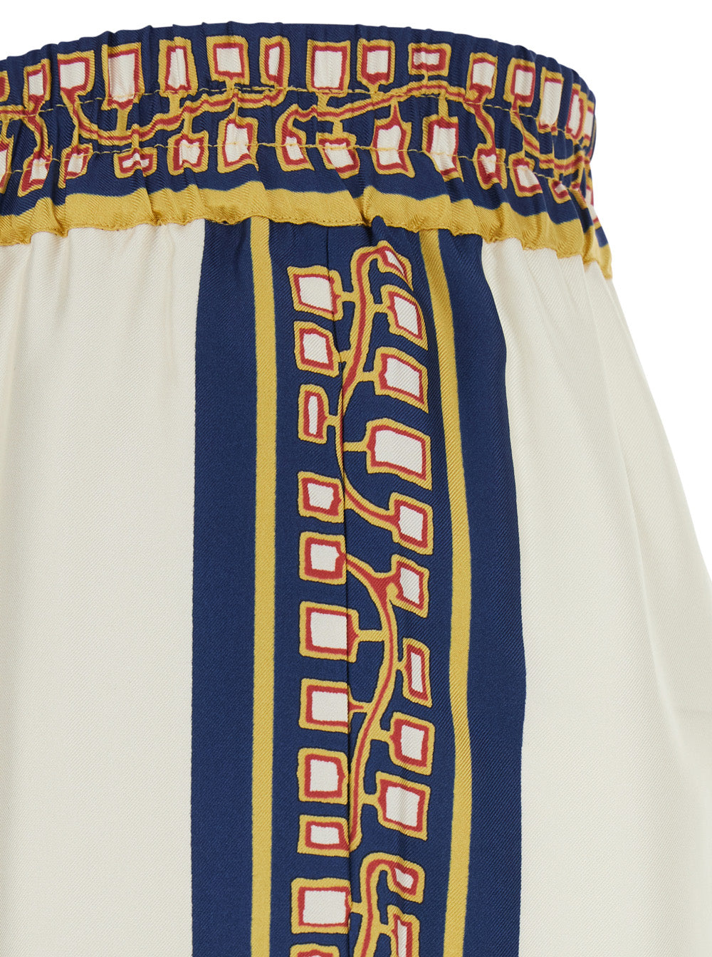 Wide-Leg Palazzo Pants with All-Over Multicolor Silk Print for Women Trousers