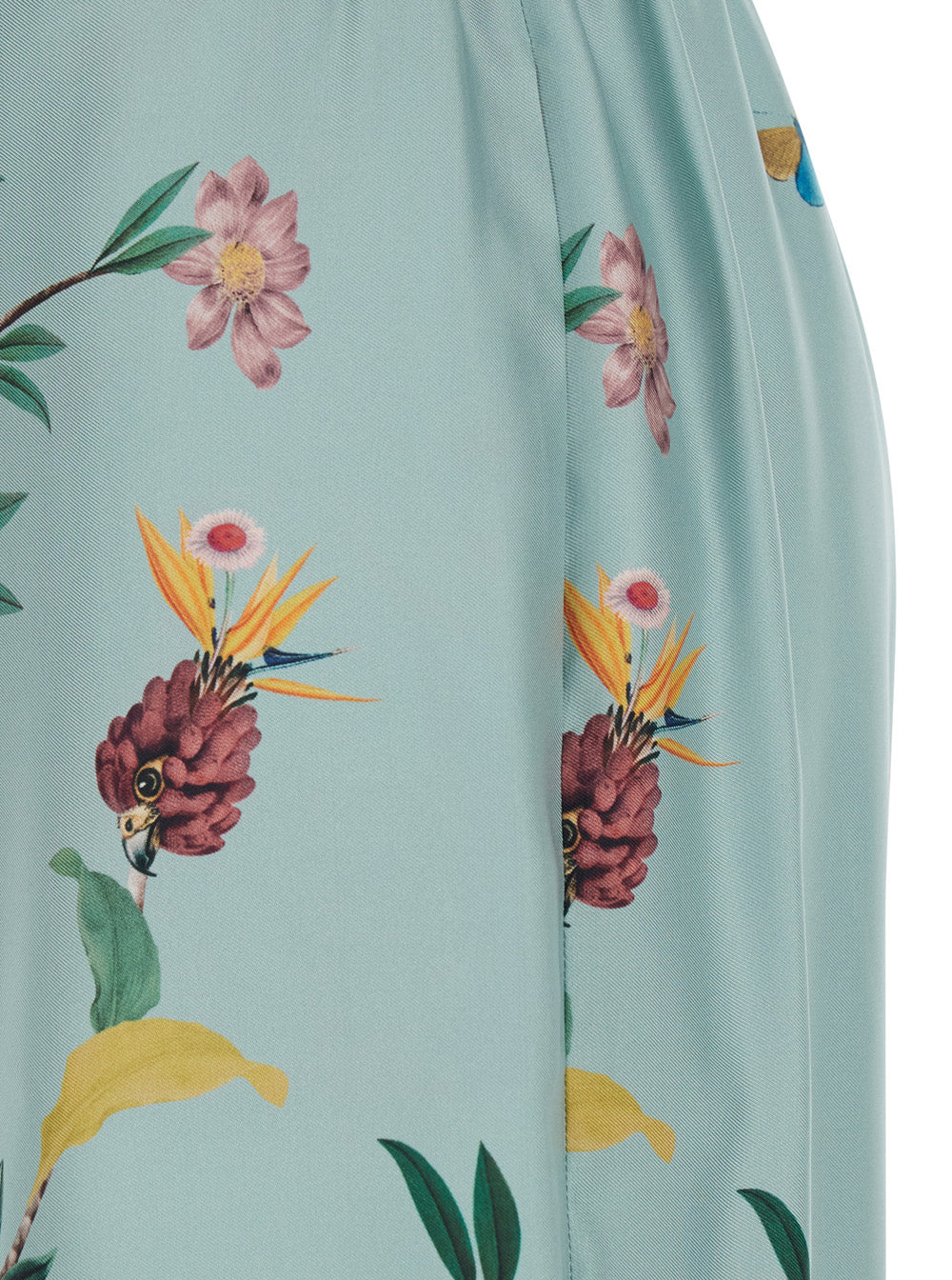 Pants with Elasticated Waist at the Back and All-Over Floral Motif in Multicolor Silk for Women Trousers