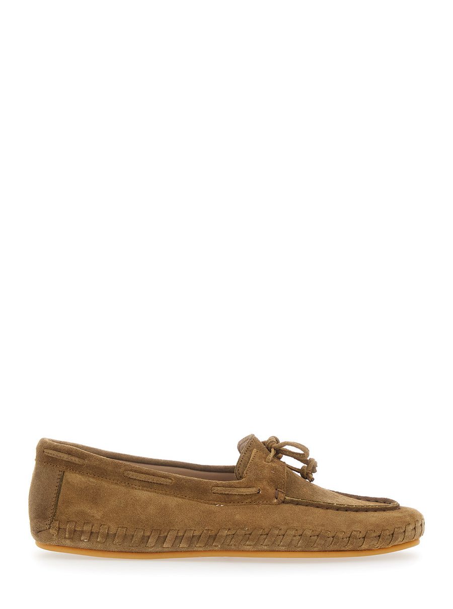 Loafers Suede Beige Goat Leather
