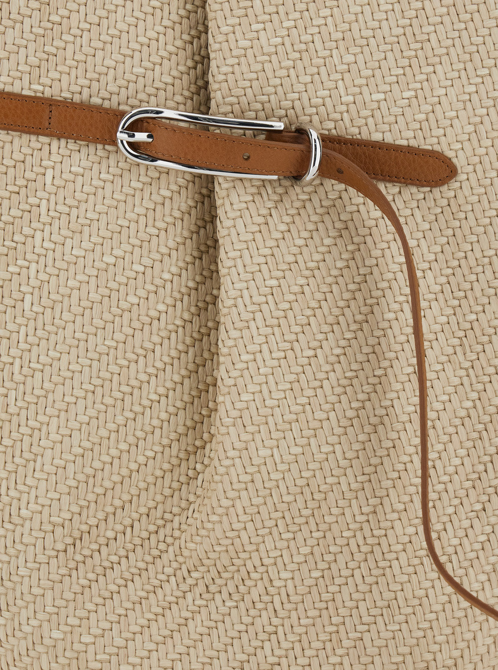Shoulder Bag Belted Bucket Large Raffia Beige In Women Viscose Cotton