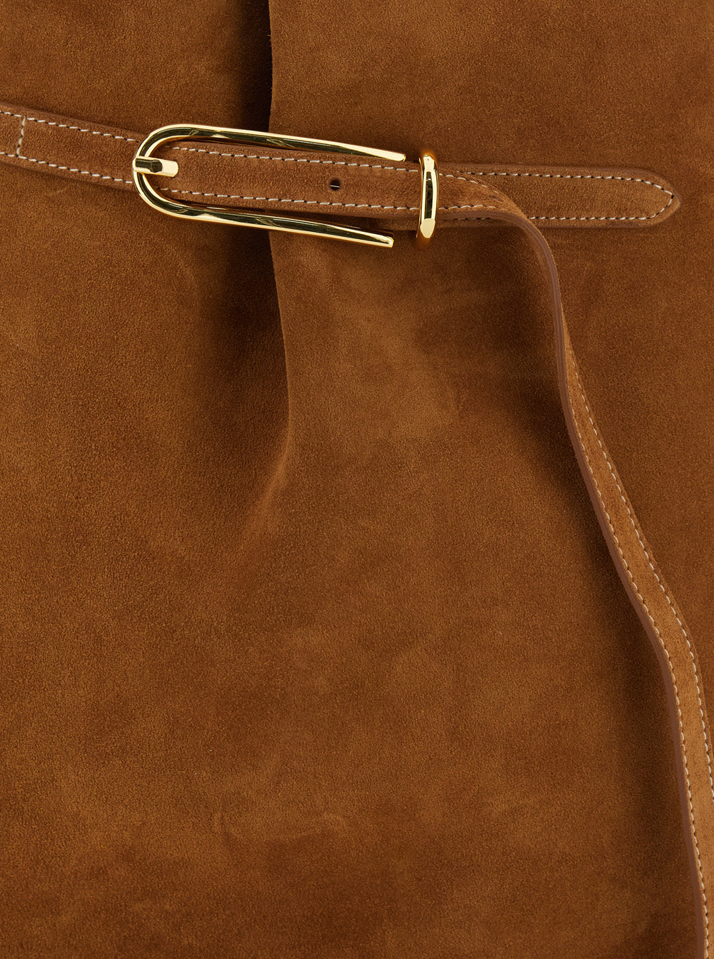 Shoulder Bag Belted Bucket Large Cow Suede in Brown Leather for Women