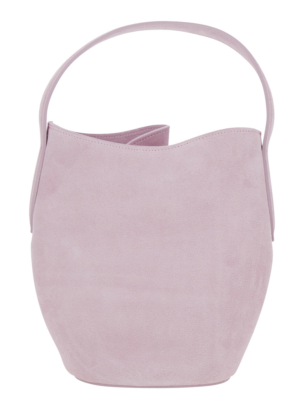 Shoulder Bag Belted Bucket Mini Cow Suede Pink With Buckle Closure And Leather Strap - Made Of Women